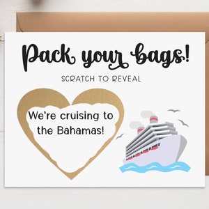 Scratch Off Pack Your Bags Surprise Travel Card Scratch Off Card, Surprise Vacation Card, We&#39;re Going on a Cruise, Vacation Gift Scratch off