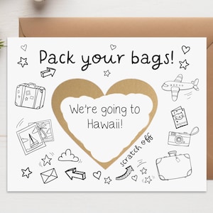 Pack Your Bags Surprise Travel Card Scratch Off Card, Surprise Vacation Card, We&#39;re Going on a Trip, Vacation Gift Scratch off Surprise