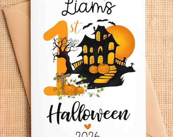First Halloween Baby Card, PERSONALIZED Halloween Card, Baby's 1st Halloween Card, Halloween Baby Card Halloween Card, Halloween Card Baby