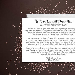 Daughter Wedding Day Card, For Daughter, From Parents, Sweet Wedding Card, Keepsake Card, Card for our Daughter, On your wedding day