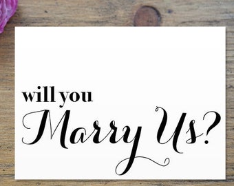 Will you Marry Us? - Greeting Card Note Card - Officiant Ask Card with Metallic Envelope Wedding Stationery