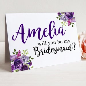 Will you be my Bridesmaid? Floral Greeting Card Note Card - Maid of Honor, Matron of Honor, Bridesmaid Ask Card with Metallic Envelope