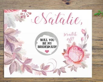 SET OF 4 or more Scratch-Off Will you be my Bridesmaid Cards - Maid of Honor, Matron of Honor, Bridesmaid Ask Card with Metallic Envelope