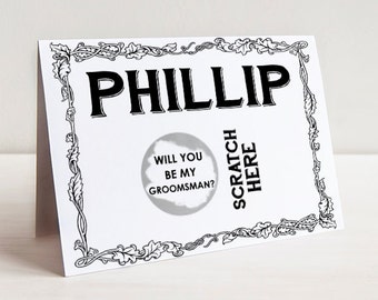 Scratch Off Will you be my Groomsman? Card - Best Man, Groomsmen, Bridesman Ask Card Personalized with Metallic Envelope