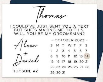 Funny Groomsman Card, Groomsman Calendar Proposal Card - Best Man, Groomsman, Ring Bearer, Bridesman, Man of Honor, Groomsmen Calendar Card