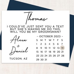 Funny Groomsman Card, Groomsman Calendar Proposal Card - Best Man, Groomsman, Ring Bearer, Bridesman, Man of Honor, Groomsmen Calendar Card