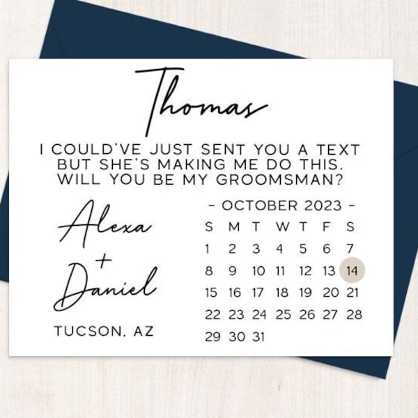 Funny Groomsman Card, Groomsman Calendar Proposal Card - Best Man, Groomsman, Ring Bearer, Bridesman, Man of Honor, Groomsmen Calendar Card