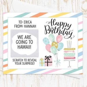 Custom Scratch Off Birthday Card Personalized Gift Scratch Off Surprise, Surprise Card, Happy Birthday Scratch Off Card, Custom Bday Card