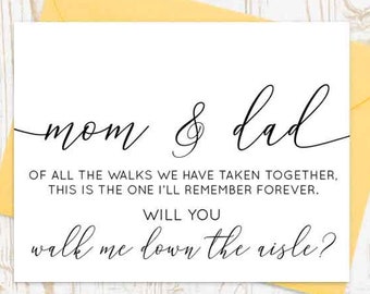 Will you walk me down the aisle? Of ALL THE WALKS Card, Walk Me Down The Aisle, Wedding Card For Parents, Card for Mom and Dad