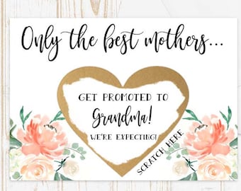 Scratch Off Card Pregnancy Reveal to Mom - Pregnancy Announcement - New Grandma - only the best mothers get promoted to grandma card