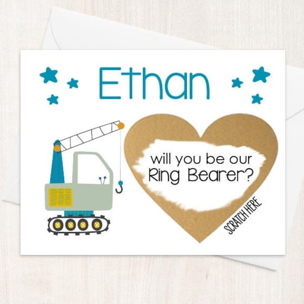 Ring Bearer Proposal Card Scratch Off - Scratch off ring bearer proposal card -  will you be our ring bearer? Personalized Card