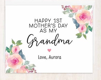 Happy Mothers Day Card For Grandma, First Mother's Day Card, Grandma Mother's Day Card, Happy 1st Mothers Day Card For Grandma, From Child