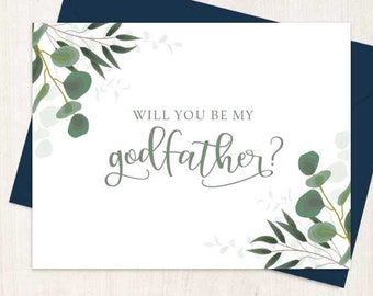 Will you be my Godfather? Card - Godmother Godparents Godfather Proposal card with Metallic Envelope, Will you be my Godfather