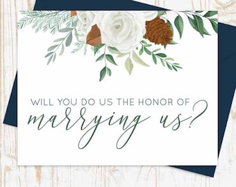 Will you do us the honor of marrying us? - Officiant Asking Card, Will you marry us card, Officiant Ask Card with Metallic Envelope