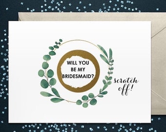 Scratch Off Bridesmaid proposal Bronze Will you be my bridesmaid? Maid of Honor, Matron of Honor, Bridesmaid, Flower Girl Card