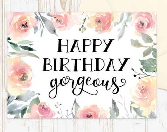 Floral Birthday Card, Pretty Birthday Card, Best Friend Birthday Card, Birthday Card For Mom, Birthday Card For Her, Cute Birthday Card