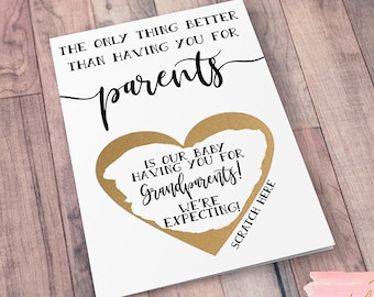 Scratch Off Card Pregnancy Reveal to Parents - Pregnancy Announcement - New Grandparents - grandparents to be - only thing better card