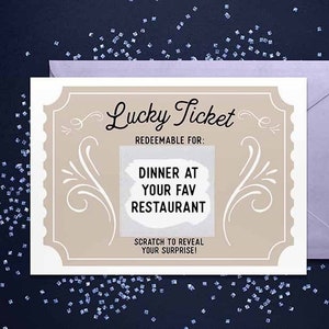 Scratch Off Lucky Ticket Card Your Own Message Gift Scratch Off Ticket, Surprise Ticket, Surprise Card, Scratch Off Card, Scratch to Reveal