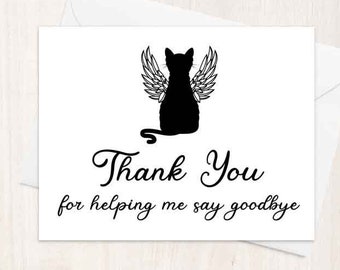 Thank you for helping me say goodbye, Cat Loss Card, Veterinarian Appreciation Card, Thank You Veterinarian Card, Thank You Card for Vets