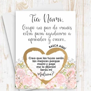 Spanish Godmother Madrina Proposal Scratch Off Card - Madrina Card - Seras mi madrina? Card with Metallic Envelope