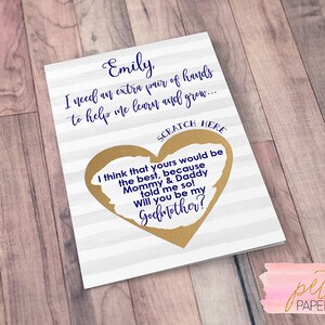 Card Godmother Godparents Godfather Asking card with Metallic Envelope Scratch Off Will you be my Godmother