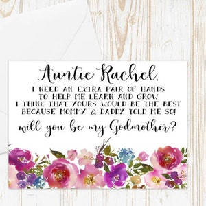 Personalized Will you be my Godmother? Card - Godmother Godparents Godfather Asking card with Metallic Envelope