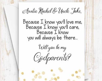 Personalized Will you be my Godparents? Card - Godmother Godparents Godfather Asking card with Metallic Envelope