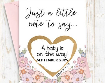 Pregnancy Reveal Card A baby is on the way card, we're pregnant card, Pregnancy Announcement Card for friends family Scratch Off Reveal