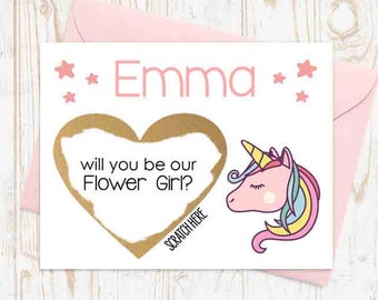 Flower Girl Proposal Card Scratch Off - Scratch off flower girl proposal card -  will you be our flower girl? Personalized Card