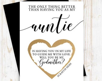 The only thing better than having you as my auntie Godmother Proposal Scratch Off Card - Will you be my Godmother - Godmother card for Aunt