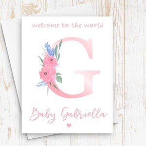 New Baby Card, Monogram Card, Welcome To The World Card, Congratulations New Baby Card, Expecting Card, Newborn Baby Card, Baby Girl Card