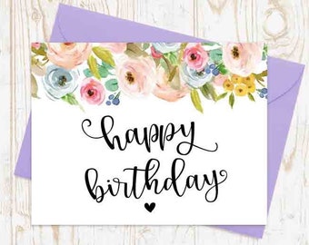 Floral Birthday Card, Pretty Birthday Card, Best Friend Birthday Card, Birthday Card For Mom, Birthday Card For Her, Cute Birthday Card