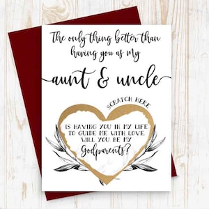 The only thing better than having you as my aunt & uncle Godparents Proposal Scratch Off Card - Will you be my Godparents Card Aunt Uncle
