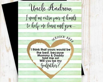 Scratch Off Will you be my Godfather? Card - Godmother Godparents Godfather Asking card with Metallic Envelope