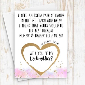 Godmother Proposal Scratch Off Card - Will you be my Godmother - Godmother asking card - Be My Godmother Card