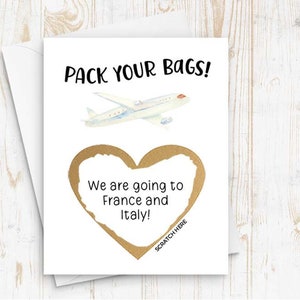 Pack Your Bags Surprise Travel Card Scratch Off Card, Surprise Vacation Card, We&#39;re Going on a Trip, Vacation Gift Scratch off Surprise