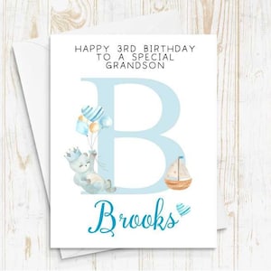 Grandson Birthday Card, For Grandson, For Nephew, Boy Birthday Card, Personalized with Name, Baby Birthday Card, Birthday Card