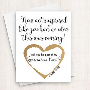 Will you be part of my Quinceañera Court? Scratch Off Quinceañera Court Proposal Card, Quinceañera Scratch off, cards for Quinceañera Court