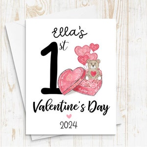 First Valentine's Day Baby Card, PERSONALIZED Valentines Card, Baby's 1st Valentine Card, Valentine's Day Baby Card, Baby's First Valentine