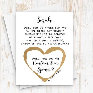 Scratch Off Will you be my Confirmation Sponsor? Card - Personalized CONFIRMATION SPONSOR Asking card with Metallic Envelope