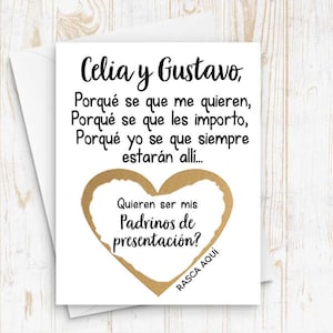 Spanish Godparents PADRINOS DE PRESENTACION Scratch Off Card - Padrinos Card - Quieren ser mis padrinos de presentacion? Card