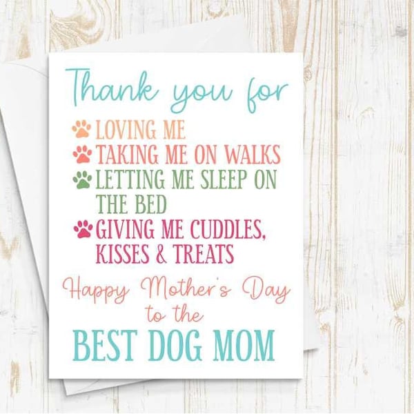 Dog Mom Card, Best Dog Mom, Pet Mother's Day Card, Fur Mom Card, Mother's Day Card, Mother's Day Gift, Card from Dog, Mothers Day card