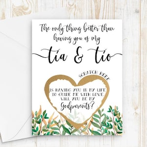 The only thing better than having you as my tia & tio Godparents Proposal Scratch Off Card - Will you be my Godparents - Godparents card