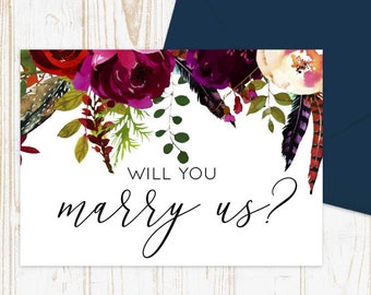 Will you Marry Us? - Officiant Asking Card, Will you marry us card, Officiant Ask Card with Metallic Envelope Wedding Stationery