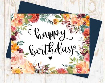 Floral Birthday Card, Pretty Birthday Card, Best Friend Birthday Card, Birthday Card For Mom, Birthday Card For Her, Cute Birthday Card