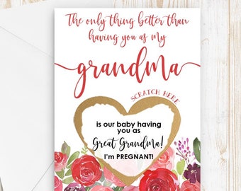 Scratch Off Great Grandma to be Card Pregnancy Announcement for Grandma The only thing better than having you as my grandma scratch off card