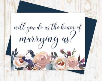 Will you do us the honor of marrying us? - Officiant Asking Card, Will you marry us card, Officiant Ask Card with Metallic Envelope