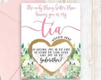 The only thing better than having you as my tia Godmother Proposal Scratch Off Card - Will you be my Godmother - Godmother card for Tia