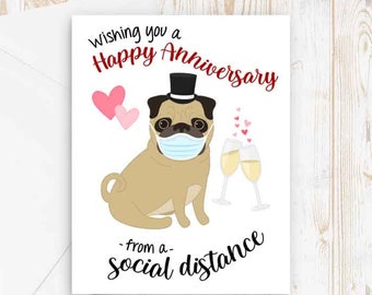 Pug Anniversary Card Etsy