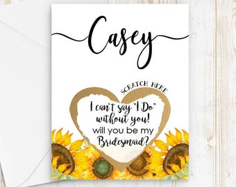 Scratch Off Will you be my Bridesmaid? Card - Maid of Honor, Bridesmaid Proposal Invitation Ask Card Personalized with Metallic Envelope